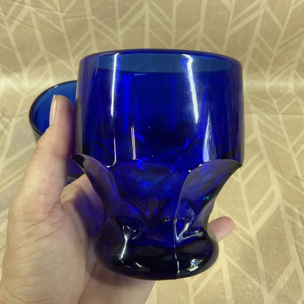 Vintage Viking Cobalt Blue‎ Arlington Tumbler Drinking Glasses Set Of 2 EUC 4